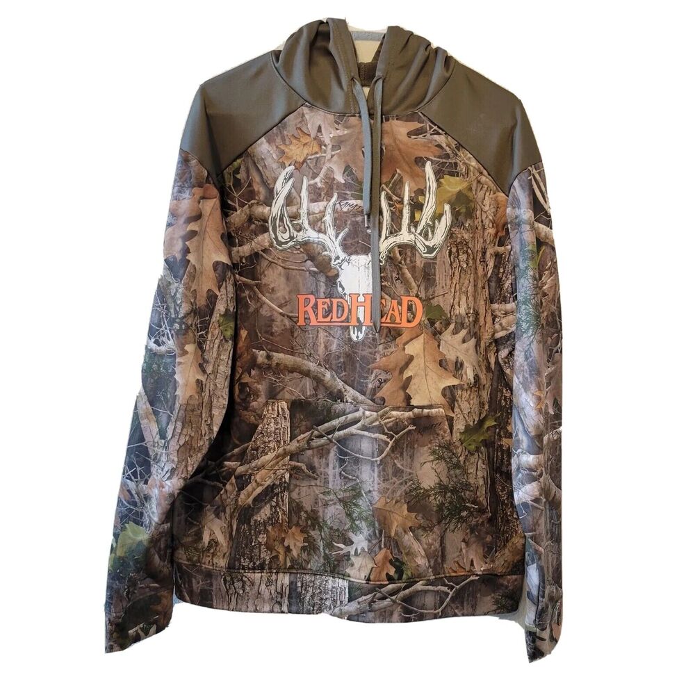 Redhead Men's Pullover Realtree Deer Antler Hunting Camo Hoodie Jacket Size M